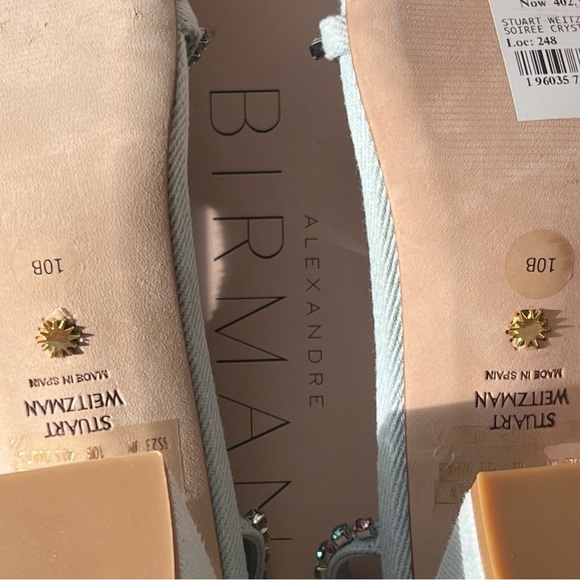 Stuart Weitzman 3” block heel studded baby blue sandals 10b - Picture 7 of 7